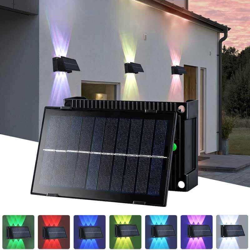 Lot de 6 lampes solaires de jardin à lumière blanche/couleur RVB avec capteur de lumière 6 W