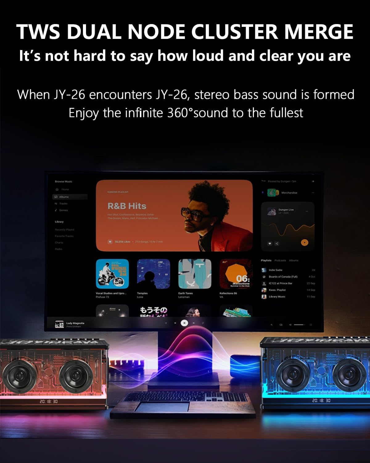 Bluetooth Ultra Heavy Bass 40W RGB Mechanical Cyber Light Industrial Style Bluetooth 5.0