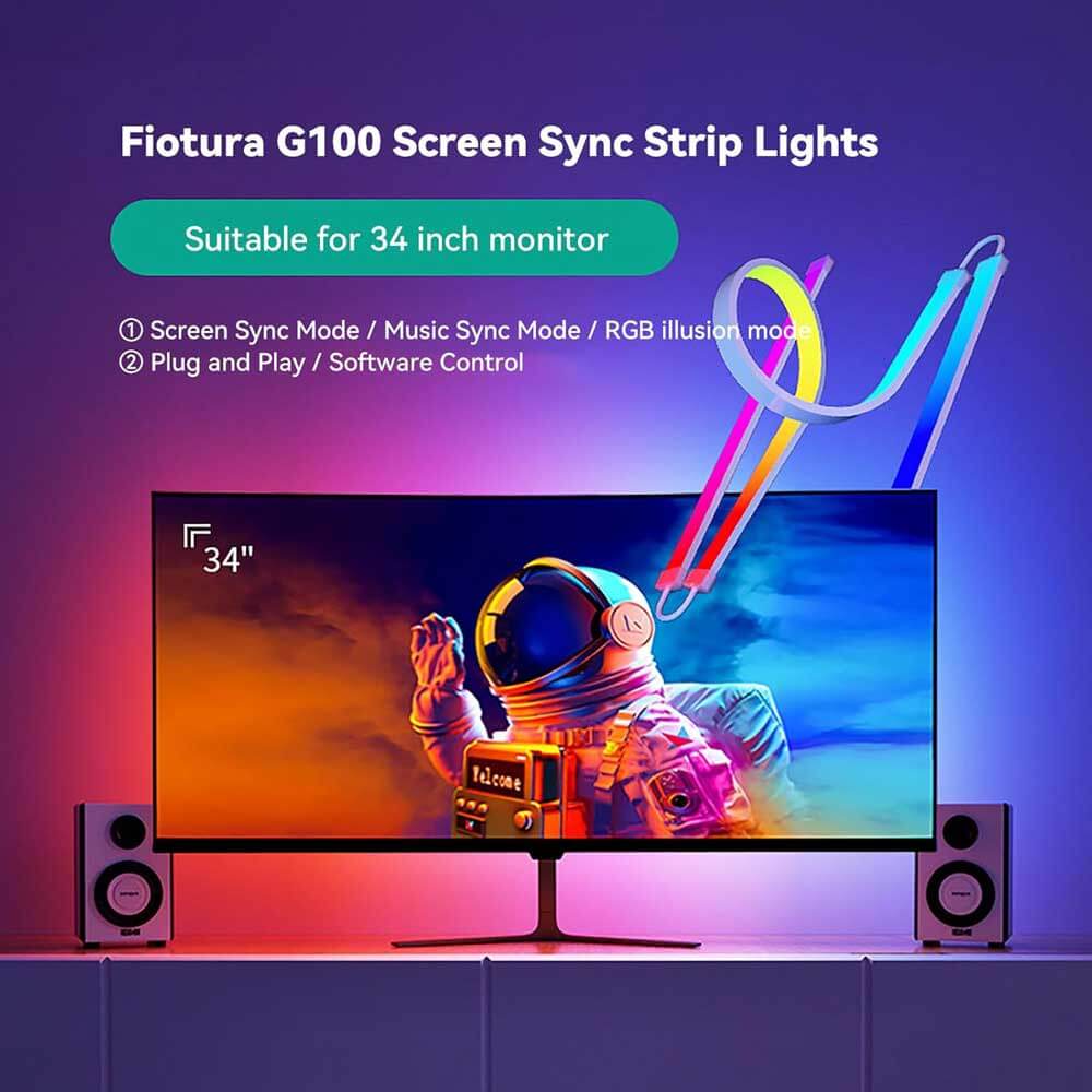 LED-Lichtstreifen synchronisieren sich mit Bildschirmfarbe oder Musik