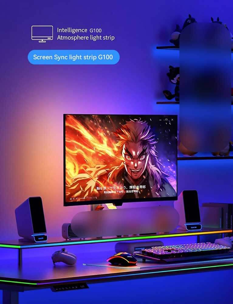 LED-Lichtstreifen synchronisieren sich mit Bildschirmfarbe oder Musik