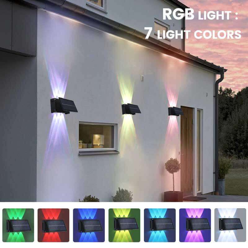 Lot de 6 lampes solaires de jardin à lumière blanche/couleur RVB avec capteur de lumière 6 W