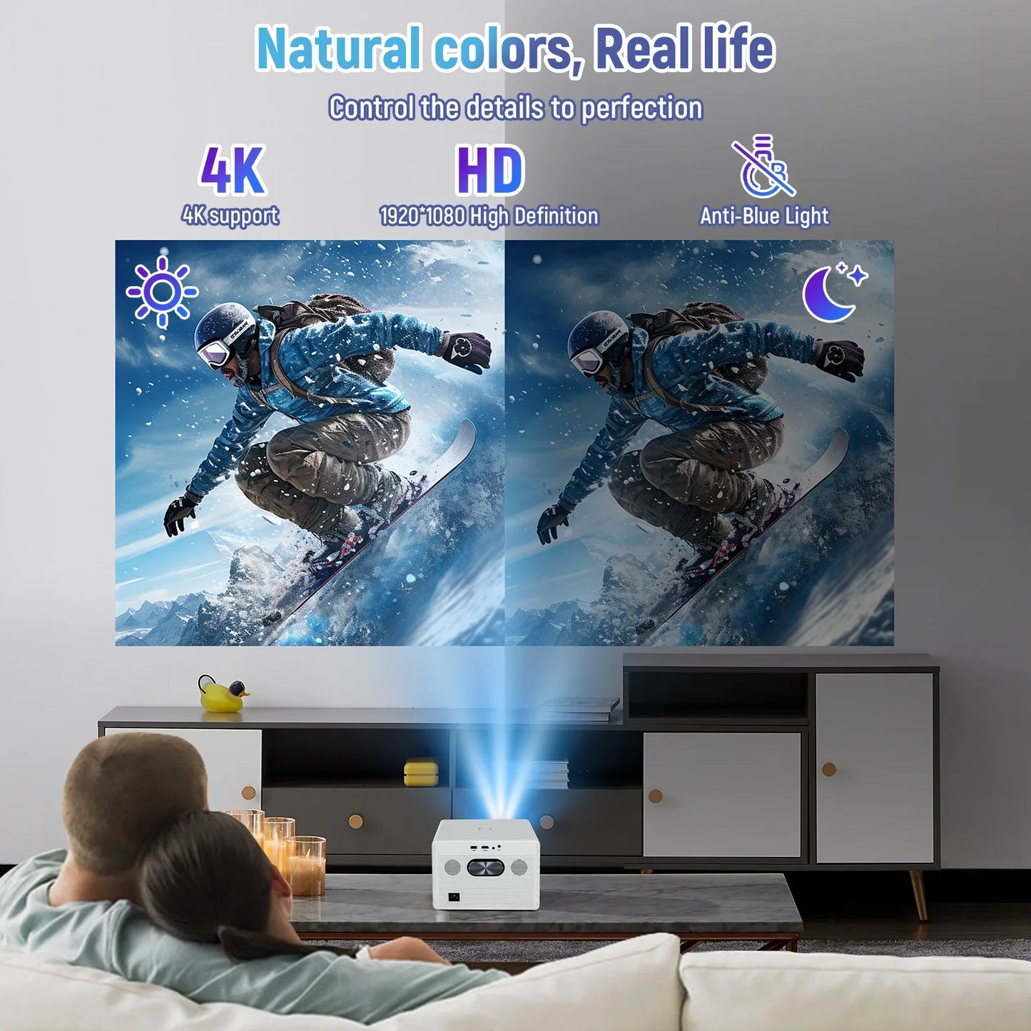 Humyig P7 Projector Android 11 4K FHD 1920*1080P Dual Wifi 600ANSI 180°flexible BT5.0 Cinema Outdoor Portable Projetor PK HY320