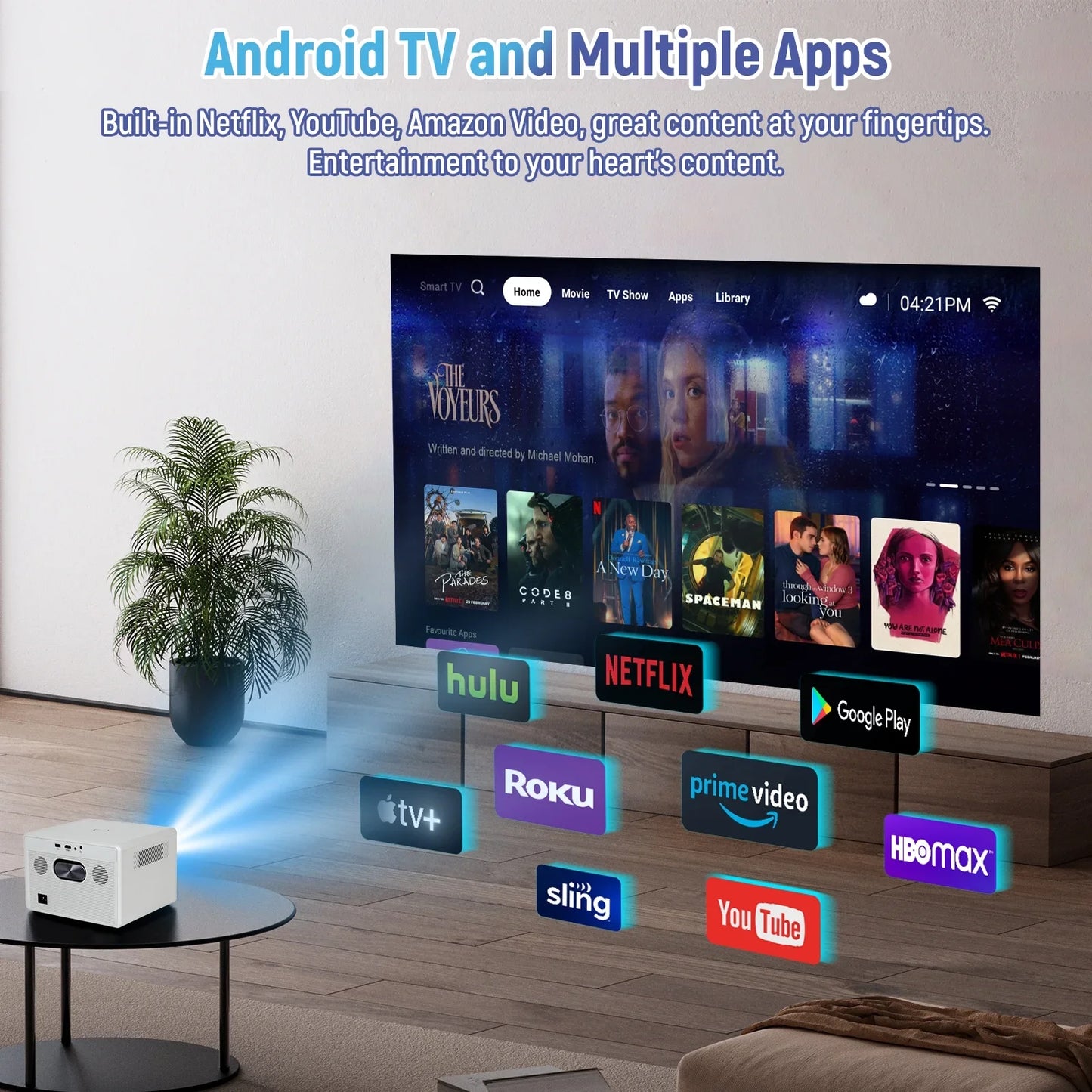 Humyig P7 Projector Android 11 4K FHD 1920*1080P Dual Wifi 600ANSI 180°flexible BT5.0 Cinema Outdoor Portable Projetor PK HY320