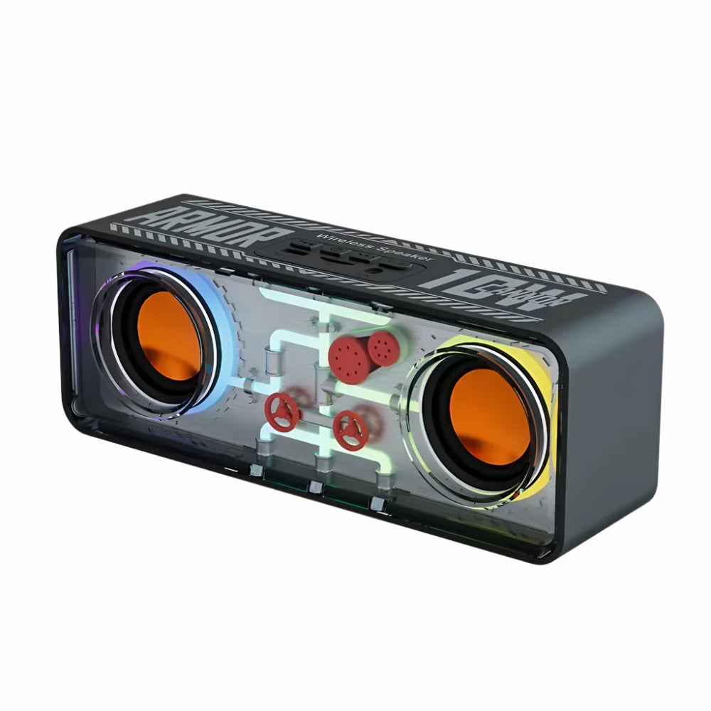 Dual Speakers Wireless Bluetooth Speakers LED TWS Bass Diaphragm Sound black