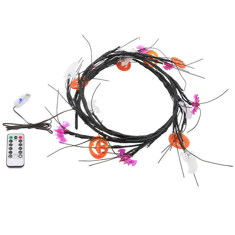Lot de 2 guirlandes lumineuses pour sapin d'Halloween avec 54 LED USB