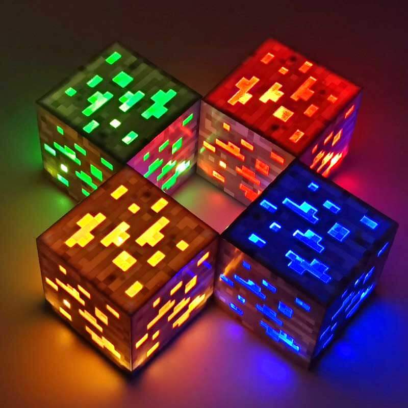 Lumières de bloc de minerai Minecraft avec chargement USB