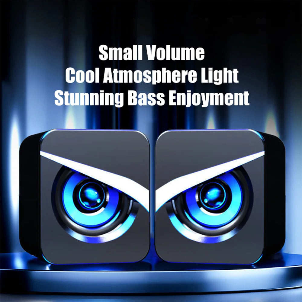 PC Speakers HIFI Stereo Audio Microphone USB Wired With LED Light