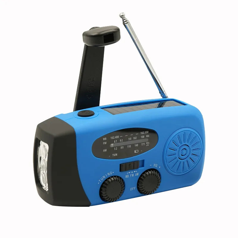 2000mAh Emergency Crank Weather Radio FM/AM Solar Radio Portable Radio with 1W 3Modes LED Flashlight for Camping Hiking