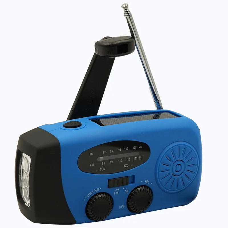 2000mAh Emergency Crank Weather Radio FM/AM Solar Radio Portable Radio with 1W 3Modes LED Flashlight for Camping Hiking