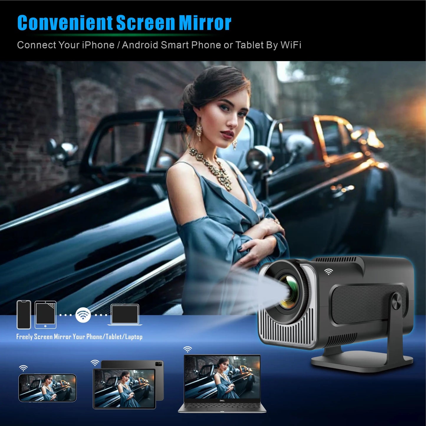 Smart Projector HY320 MINI support Dual wifi6 Allwinner H713 BT5.0 With Android 11.0 Flexible Home Cinema With 200 Lumens