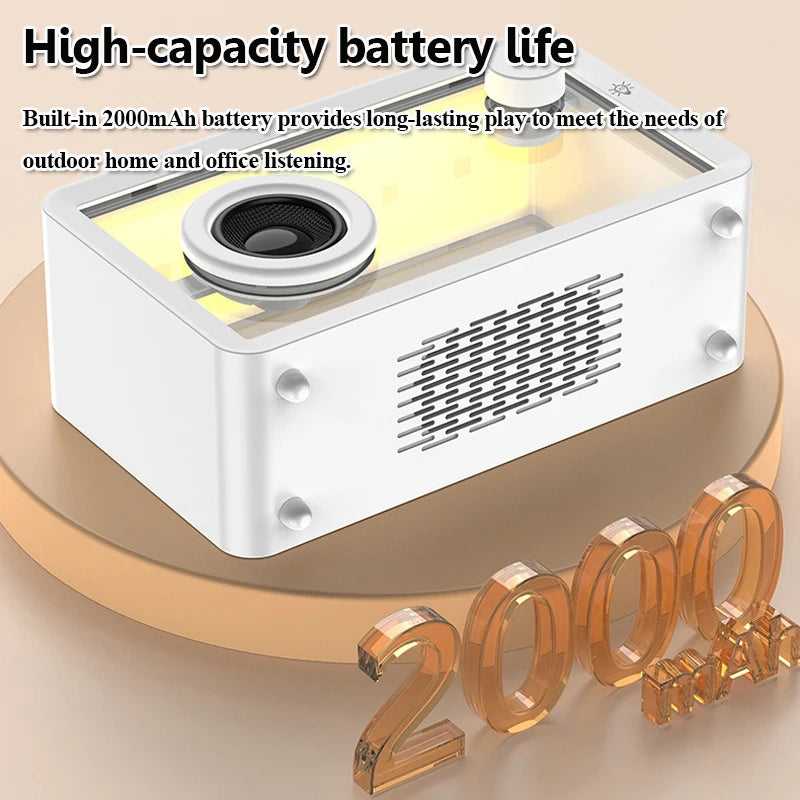 Bluetooth Speaker Vintage Surround Sound Audio System RGB Atmosphere Light