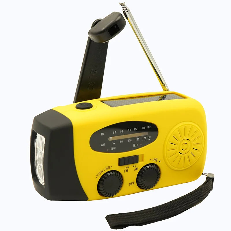 2000mAh Emergency Crank Weather Radio FM/AM Solar Radio Portable Radio with 1W 3Modes LED Flashlight for Camping Hiking