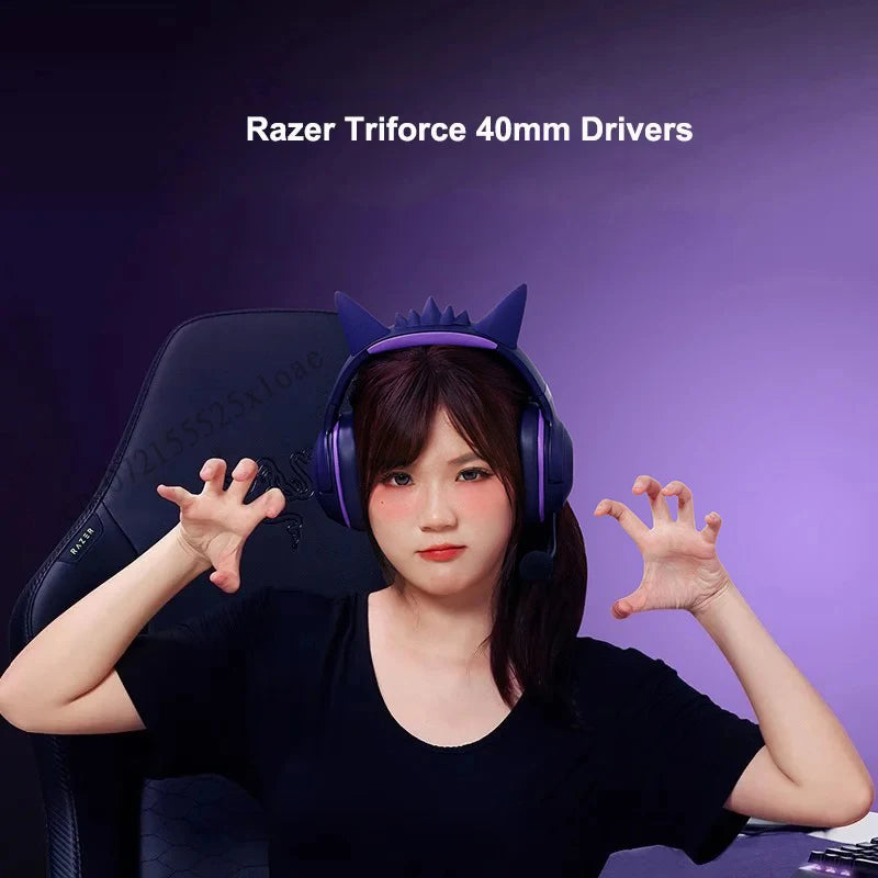 Razer Pokemon Gengar Edition RGB Kraken Kitty V2 Wired USB Gaming Headset - TriForce 40mm Drivers - HyperClear Cardioid Mic