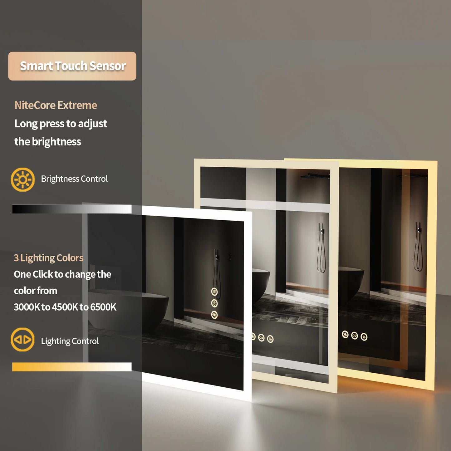 16x20 Zoll Badezimmerspiegel mit LED-Beleuchtung und Antibeschlagschutz, Kosmetikspiegel zur Wandmontage mit Smart-Touch-Taste, Memory-Funktion