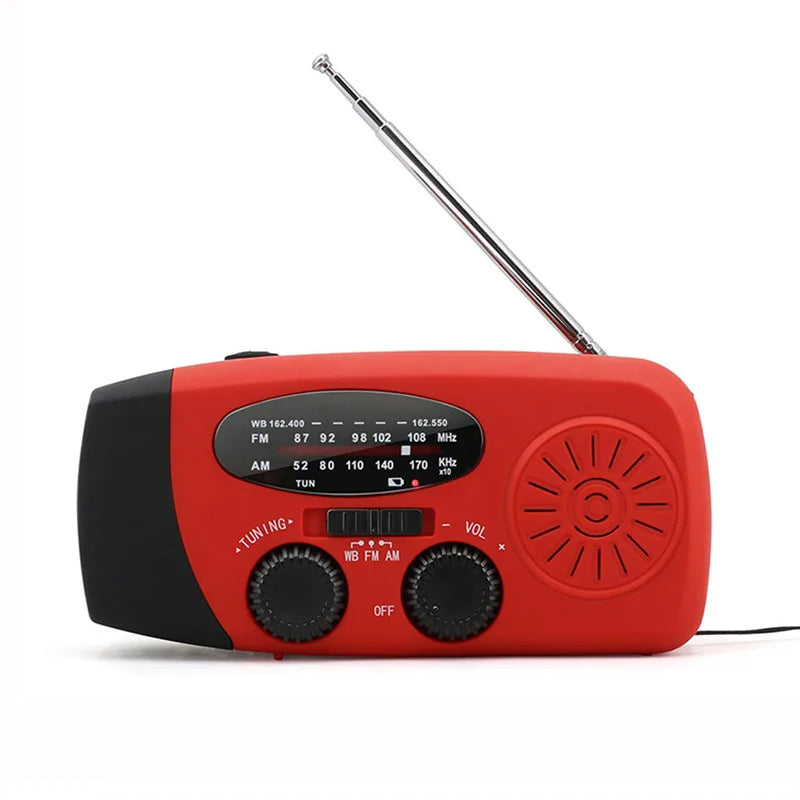2000mAh Emergency Crank Weather Radio FM/AM Solar Radio Portable Radio with 1W 3Modes LED Flashlight for Camping Hiking