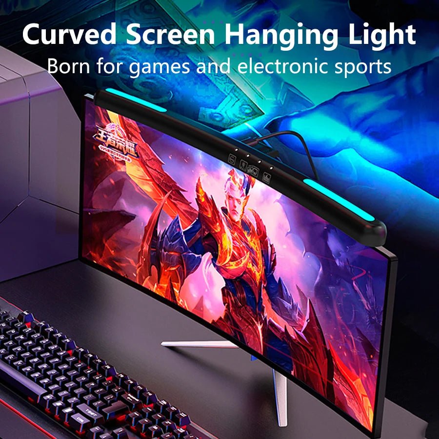 LED Desk Lamp USB Screen Hanging Light Curved Screen Monitor Light Bar RGB