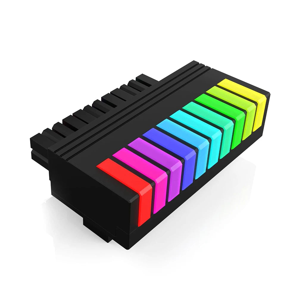 ARGB Power Mainboard Connector 9 LED 24Pin Female To Male 90 Degree Power Adapter 5V 3 Pin ARGB DIY for Desktop PC Power Supply