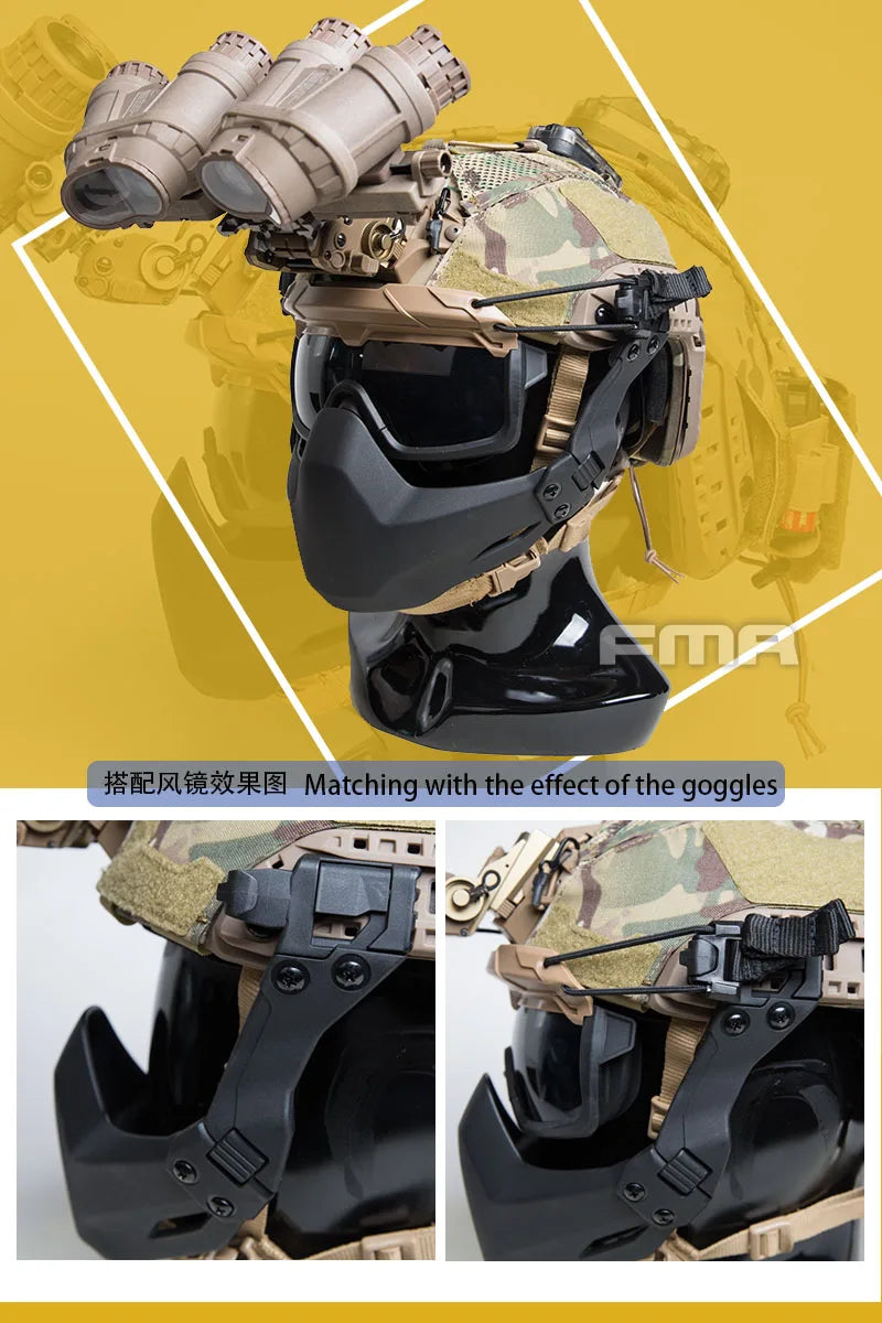 FMA Half Seal Mask For Tactical Helmet Accessories Outdoor Wargame Army Paintball Helmet Hunting Airsoft Equipement Folding Mask