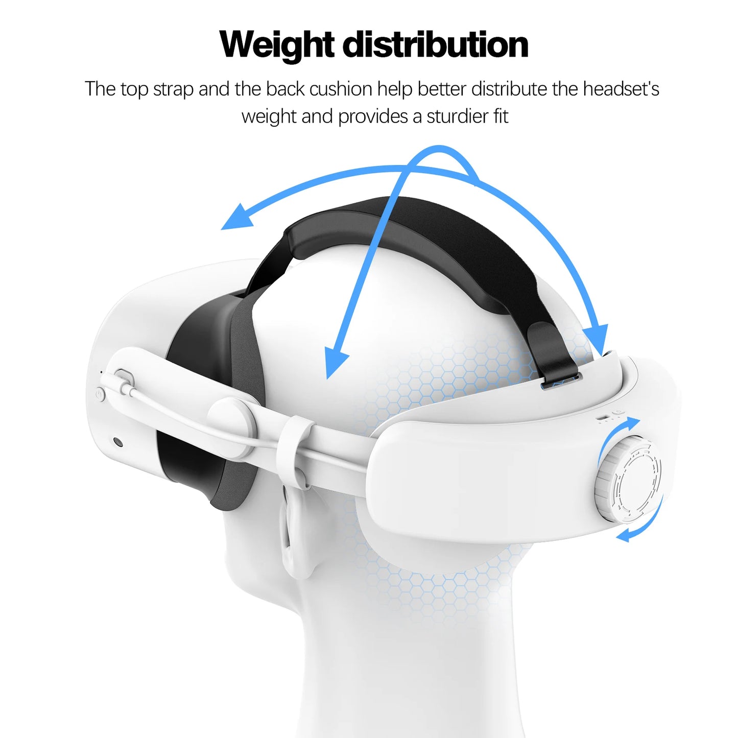 Battery Head Strap for Quest 3S 10000mAh Rechargeable Batter Adjustable Comfy Head Cushion to Reduce Head Pressure Fast Charging