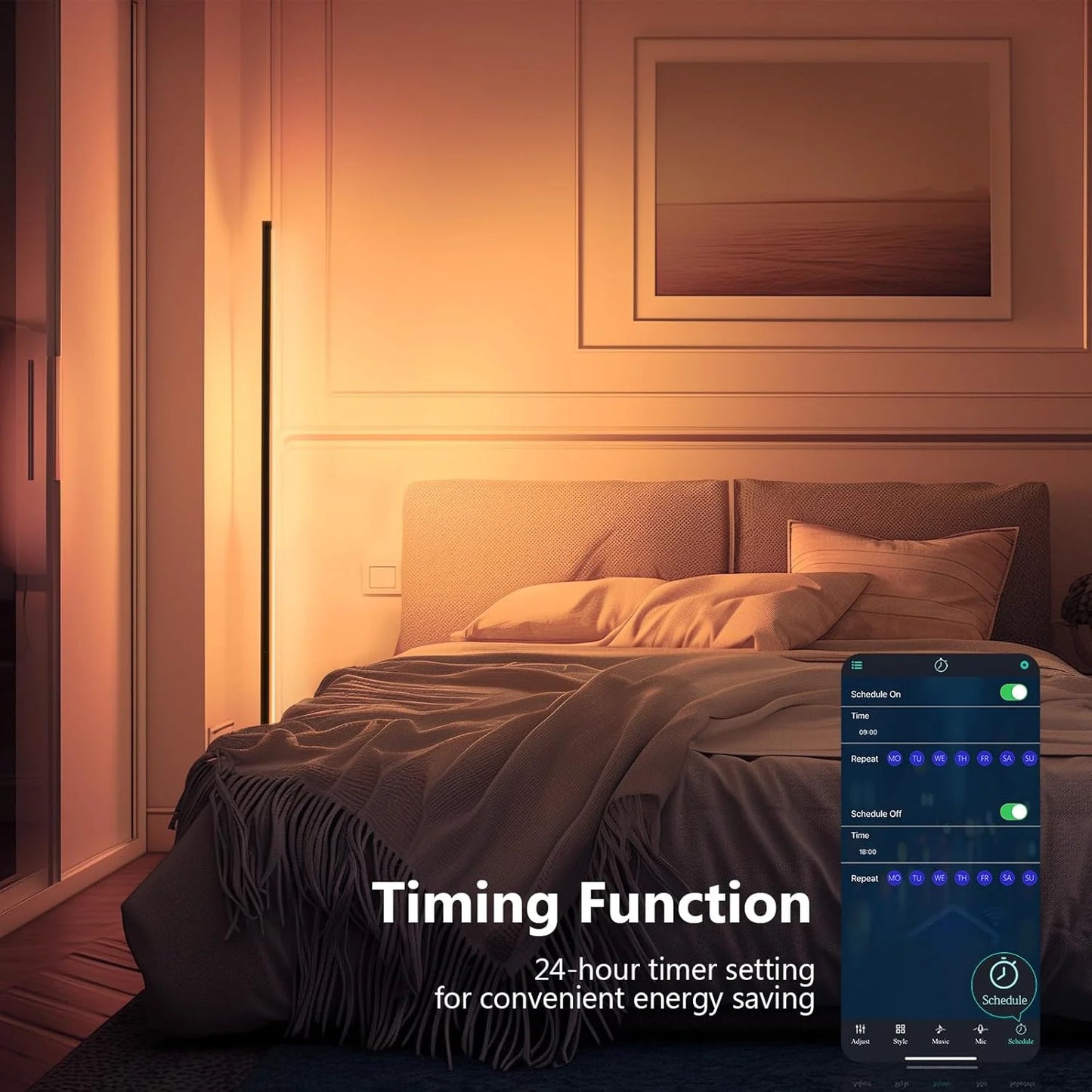 Smart RGB Floor Lamp with Music Sync Mood Light with APP & Remote Control