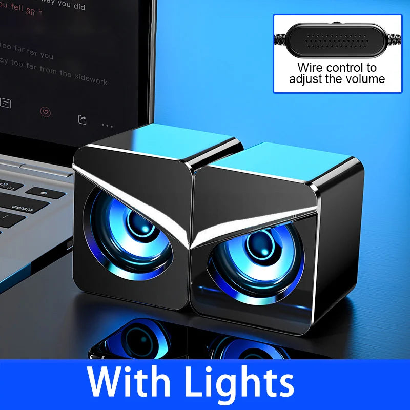 PC Speakers HIFI Stereo Audio Microphone USB Wired With LED Light