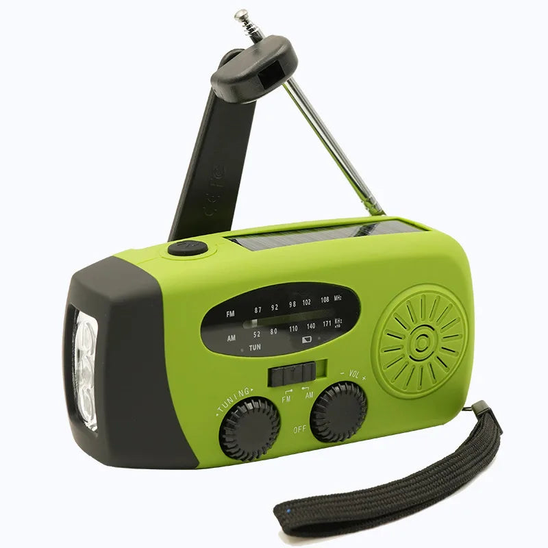 2000mAh Emergency Crank Weather Radio FM/AM Solar Radio Portable Radio with 1W 3Modes LED Flashlight for Camping Hiking