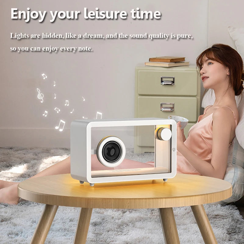 Bluetooth Speaker Vintage Surround Sound Audio System RGB Atmosphere Light