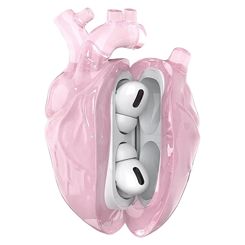 3D Liquid Silicone earphone Case For Airpods pro1/2 Case pounding heart Earphone Case Decoration Anti Fall Accessories