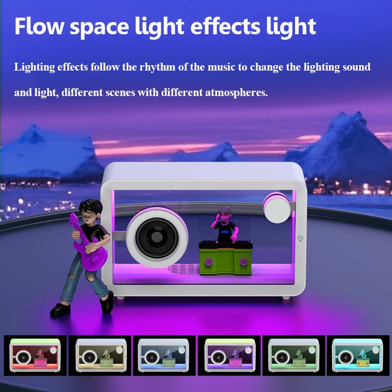 Bluetooth Speaker Vintage Surround Sound Audio System RGB Atmosphere Light