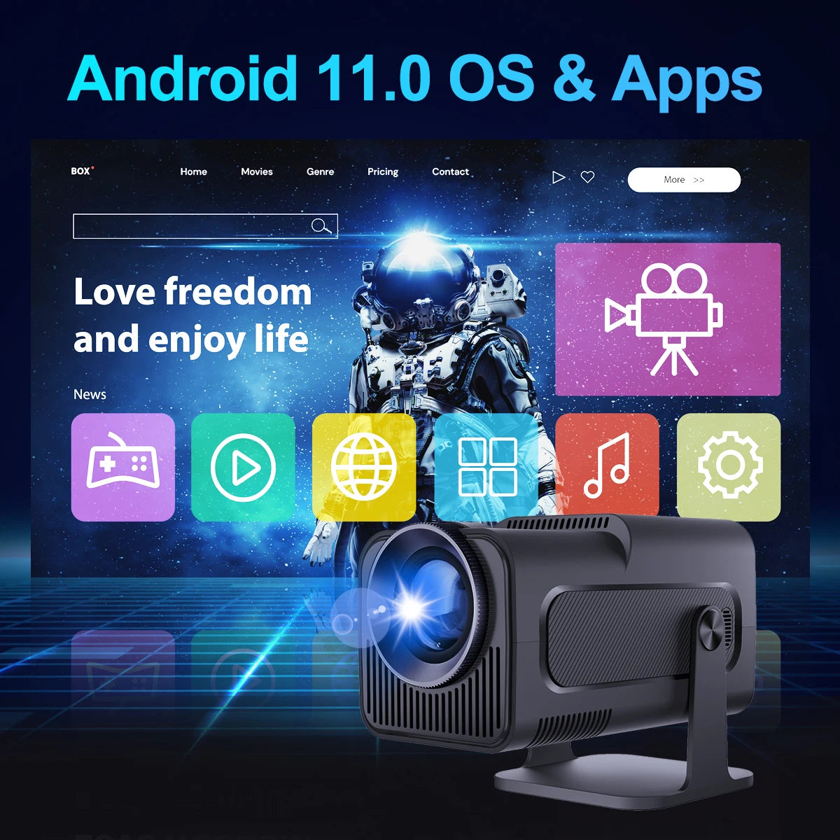 Smart Projector HY320 MINI support Dual wifi6 Allwinner H713 BT5.0 With Android 11.0 Flexible Home Cinema With 200 Lumens