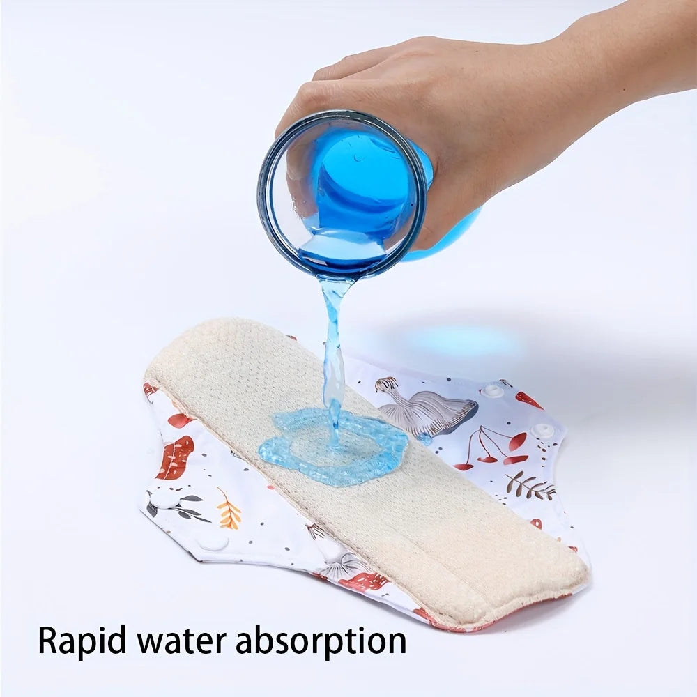 Reusable Sanitary Napkins Washable Cotton Panty Liners Soft Cloth Menstrual Pads 4pcs Pads with 1pc Mini Wet Bag
