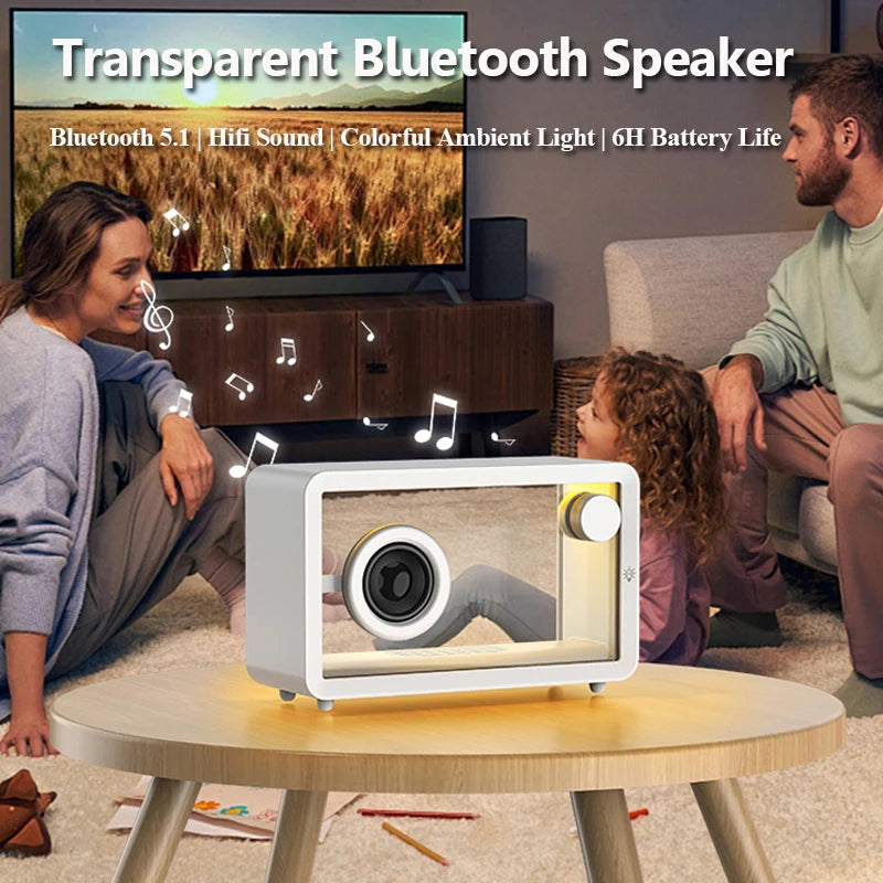 Bluetooth Speaker Vintage Surround Sound Audio System RGB Atmosphere Light