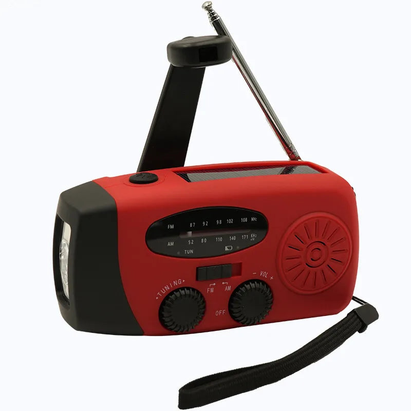 2000mAh Emergency Crank Weather Radio FM/AM Solar Radio Portable Radio with 1W 3Modes LED Flashlight for Camping Hiking