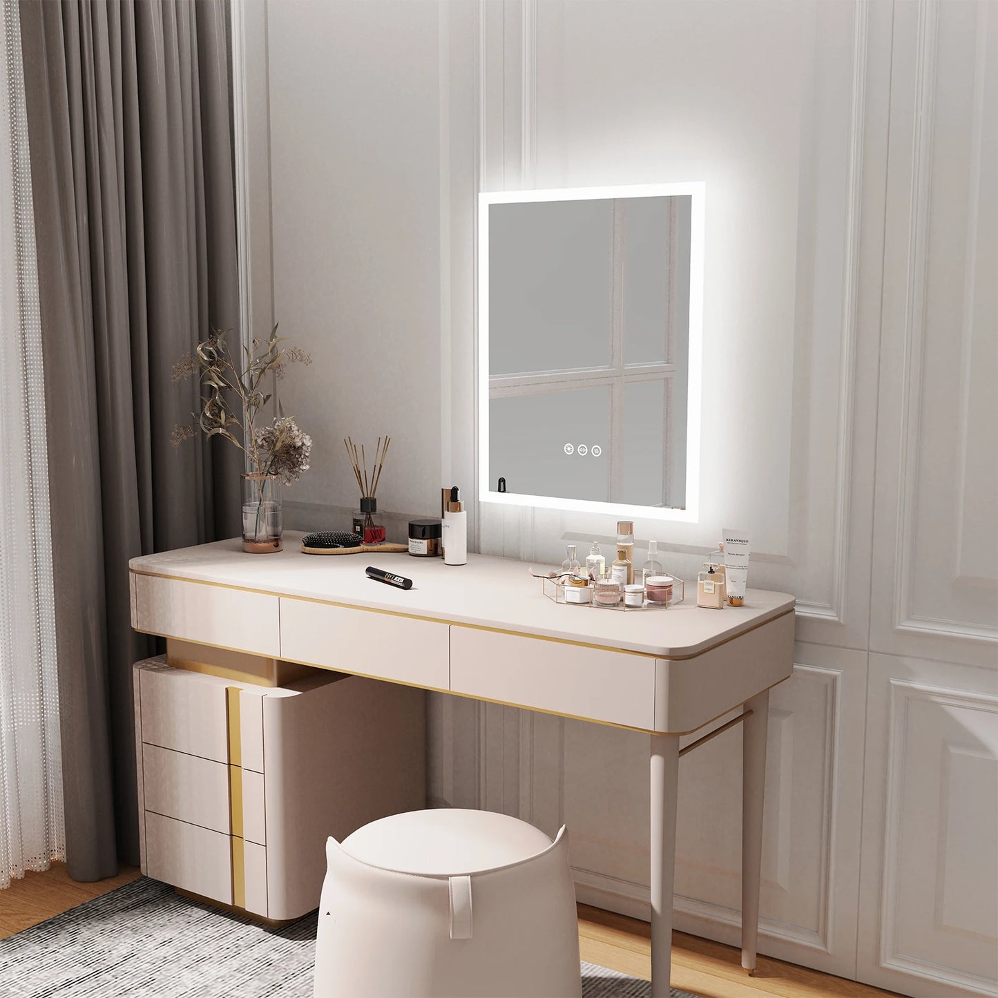 16x20 Zoll Badezimmerspiegel mit LED-Beleuchtung und Antibeschlagschutz, Kosmetikspiegel zur Wandmontage mit Smart-Touch-Taste, Memory-Funktion