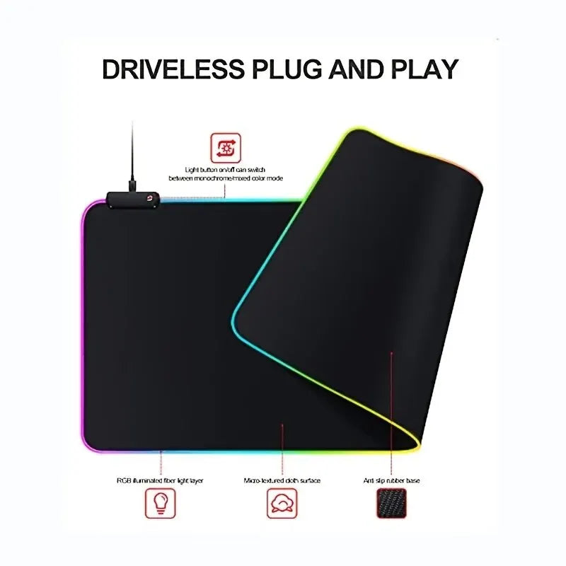 Large Gaming Mouse Pad Light Modes Touch Control