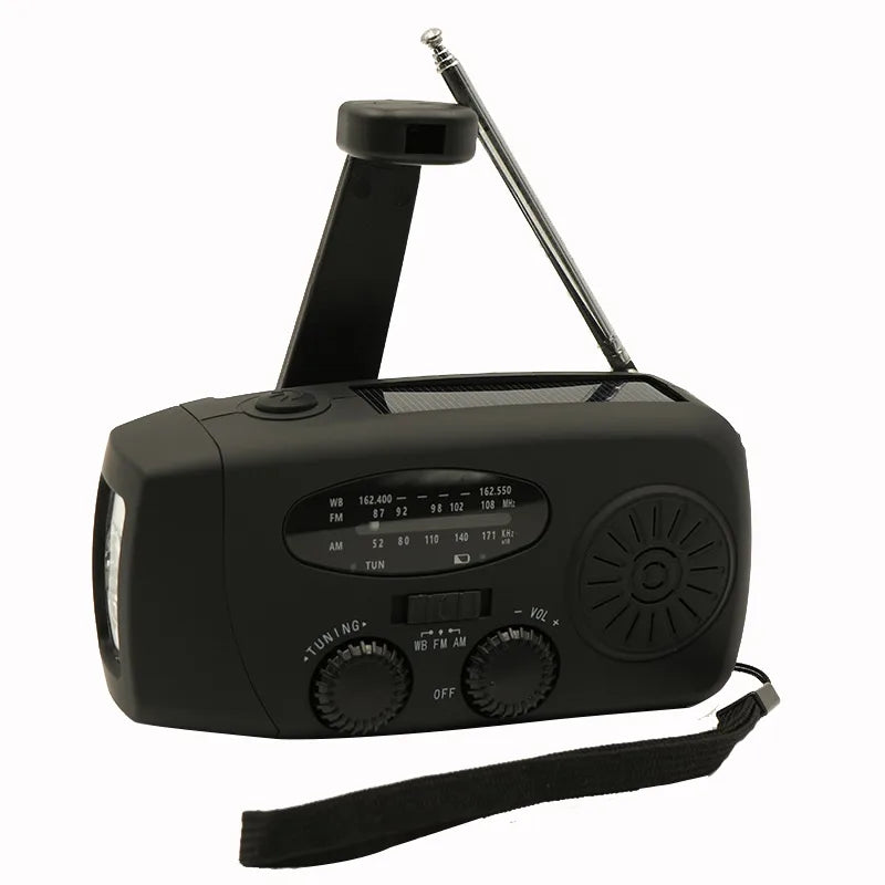 2000mAh Emergency Crank Weather Radio FM/AM Solar Radio Portable Radio with 1W 3Modes LED Flashlight for Camping Hiking
