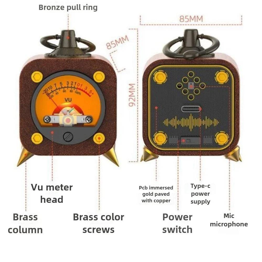 Retro VU Pickup Level Meter Desktop Ornament Pickup Lamp Atmosphere Lamp Gallbladder Machine Decoration