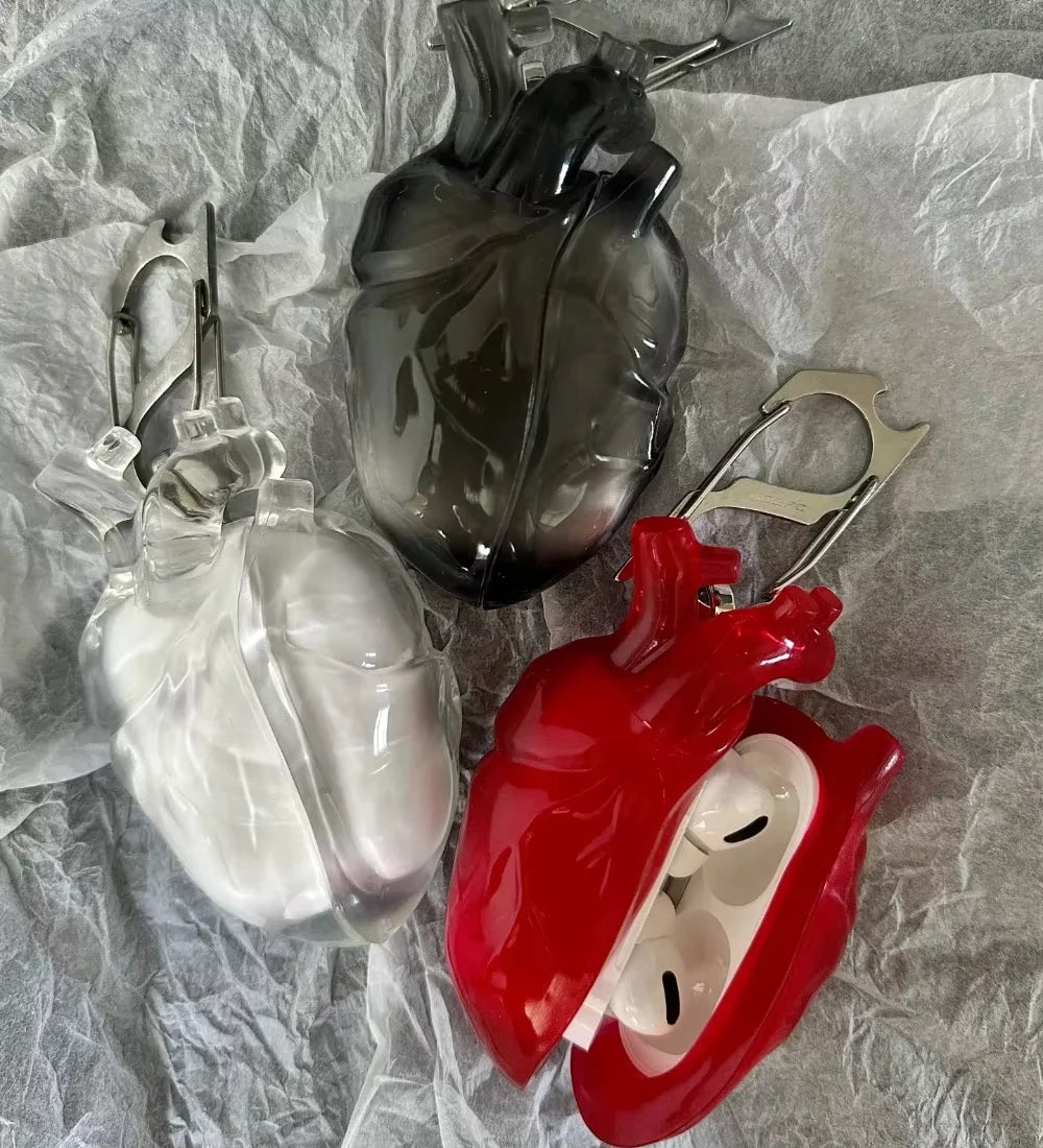 3D Liquid Silicone earphone Case For Airpods pro1/2 Case pounding heart Earphone Case Decoration Anti Fall Accessories
