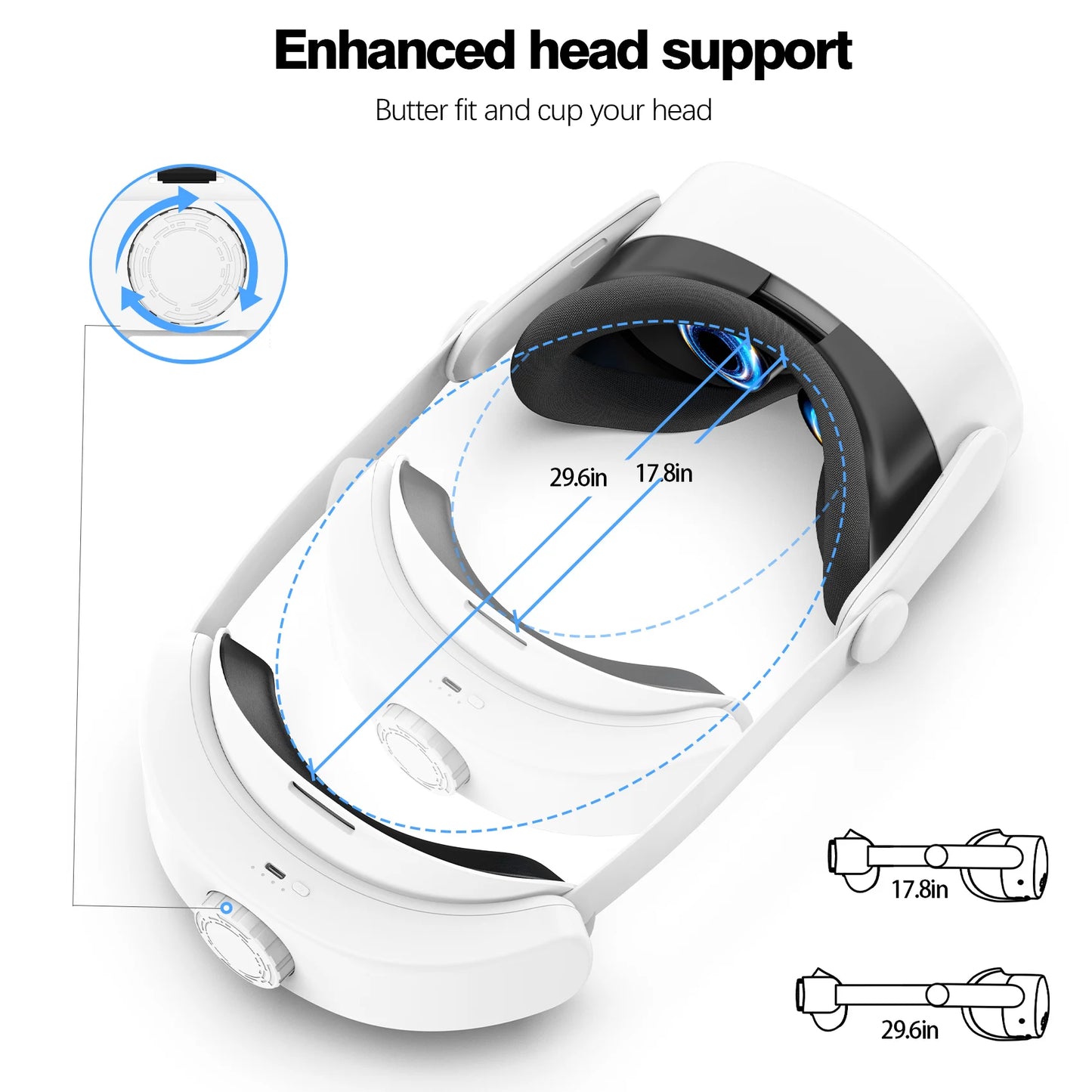 Battery Head Strap for Quest 3S 10000mAh Rechargeable Batter Adjustable Comfy Head Cushion to Reduce Head Pressure Fast Charging