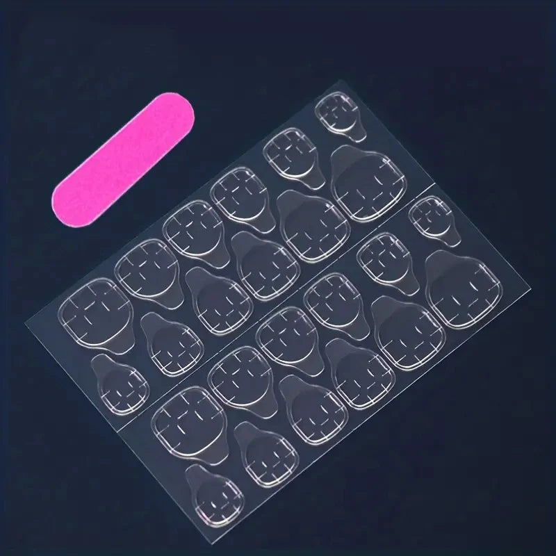 24 pieces of medium European style powder, sweet and sparkling pink lines, wearing nail pads&1 rubbing strip&1 jelly gel