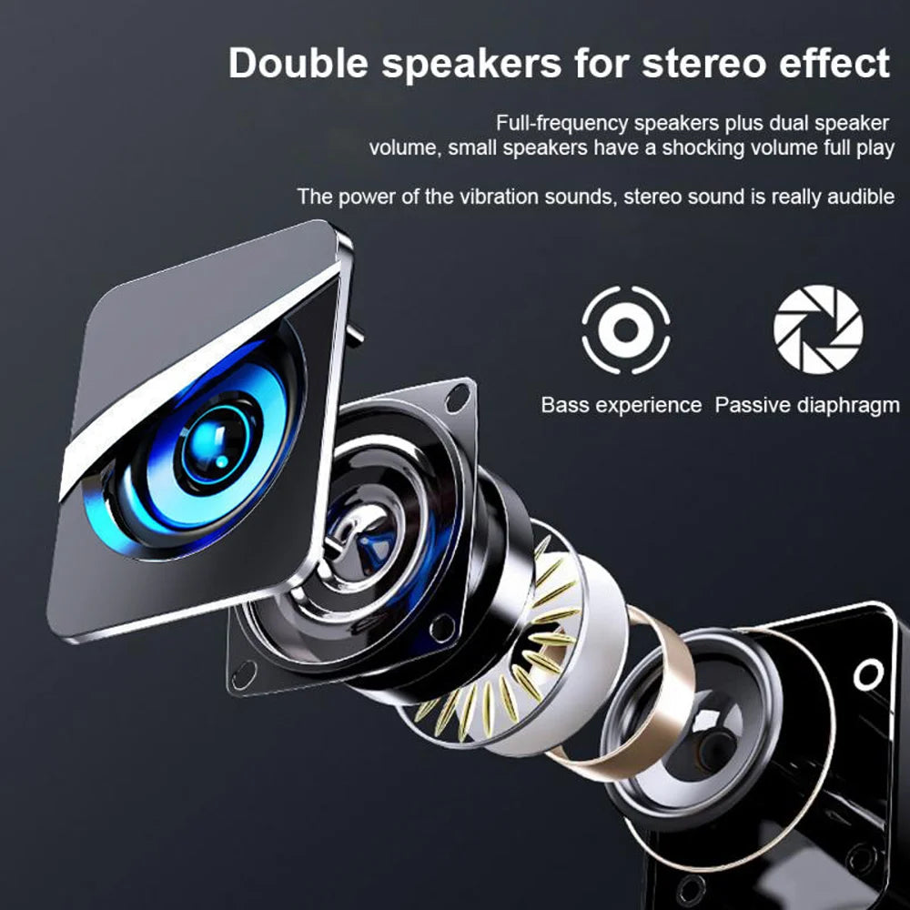 PC Speakers HIFI Stereo Audio Microphone USB Wired With LED Light