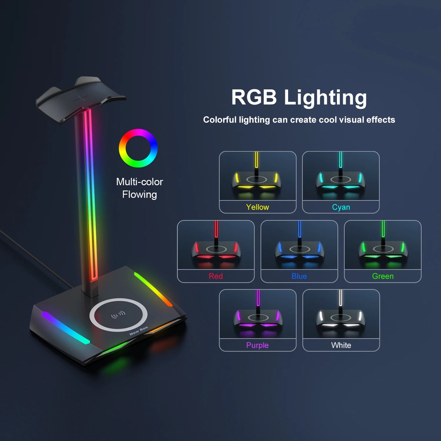RGB-Headset-Ständerhalter mit kabellosem Ladegerät