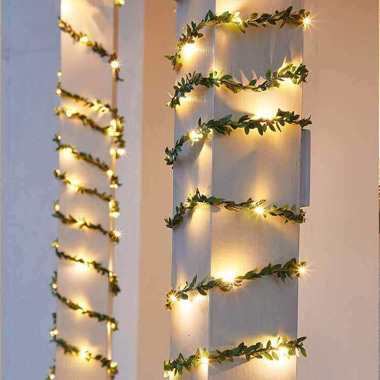 Guirlande lumineuse solaire à LED en rotin de 32,8 pieds