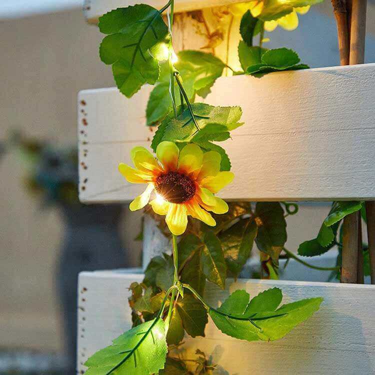 Guirlande lumineuse solaire à LED en rotin de 32,8 pieds