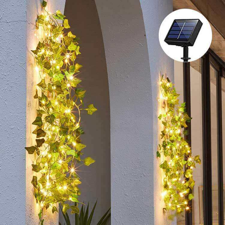 Guirlande lumineuse solaire à LED en rotin de 32,8 pieds