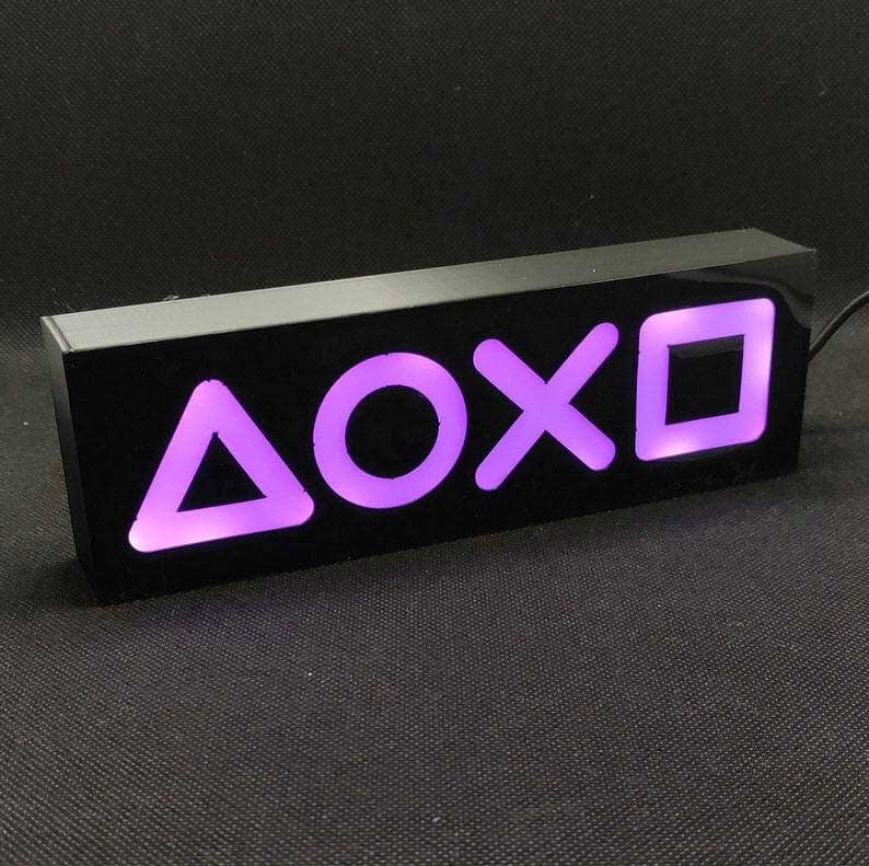 Handmade WOOD PLAYSTATION ICONS Led Lightbox Sign