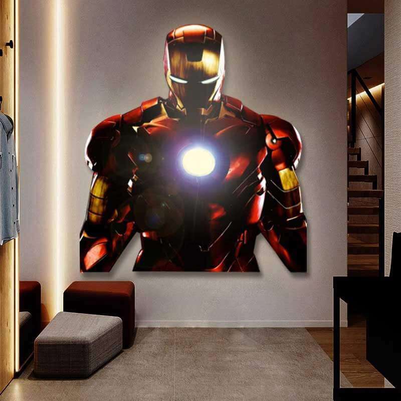 Installation de lumière LED 3D Peinture Iron Man Mur Gaming Light 220V