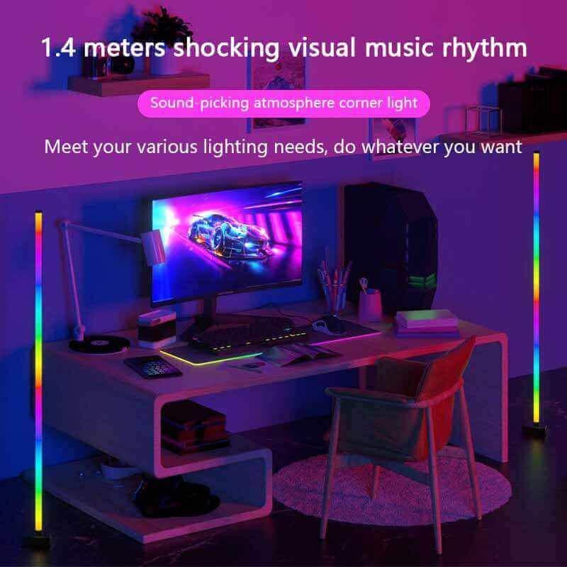 Lampadaire d'angle, applique murale, lumières RVB avec Bluetooth