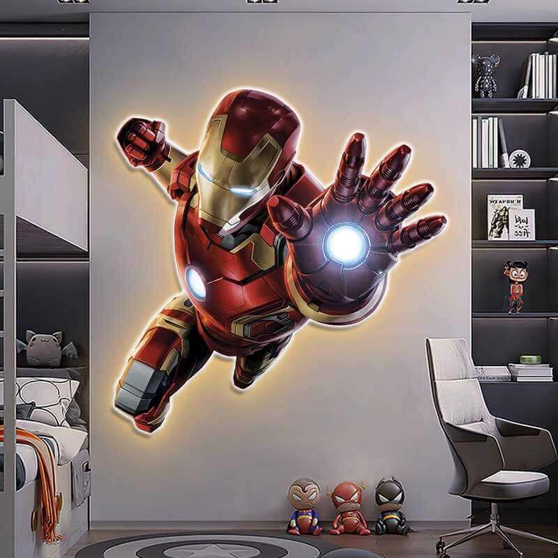 Installation de lumière LED 3D Peinture Iron Man Mur Gaming Light 220V