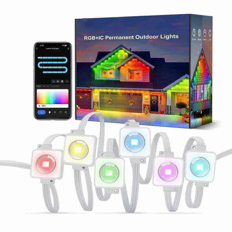 IC Eaves Strip Lights + 120ft 80LEDs RGB, permanente Außenbeleuchtung